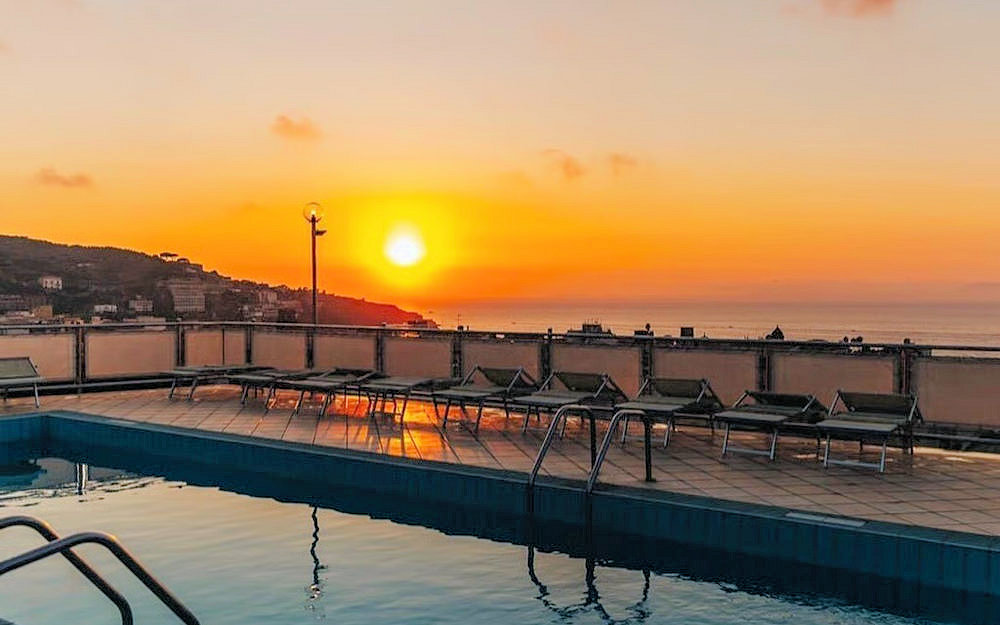 Grand Hotel Cesare Augusto Sorrento rooftop pool overlooking the Gulf of Naples